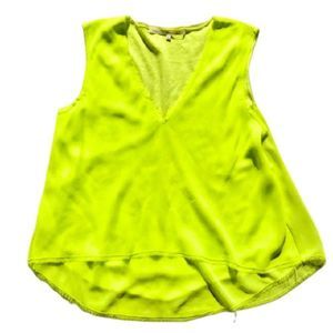 4/$20 $5 Bundle Item! 80s Neon Green V-Neck 2 Layer Tank Top Sz Lrg